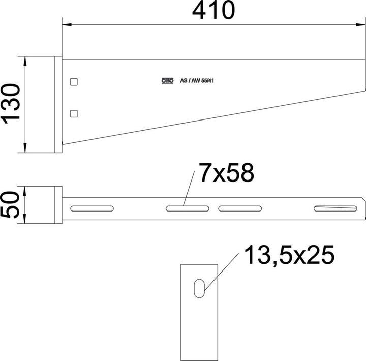 Immagine prodotto OBO Bettermann OBO AW 55 41 A2 Staffa a muro/stelo 410mm V2A con piastra superiore (Vari)