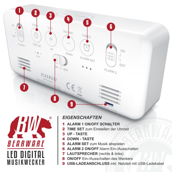Actual product image Bearware Music alarm clock