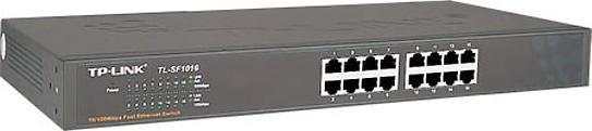 Actual product image TP-Link TL-SF1016, 16 port 10/100 Mbps rackmount switch (16 Ports)