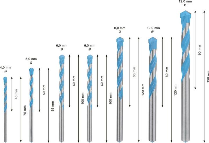Produktbild Bosch Professional Zubehör EXPERT MultiConstruction CYL-9 Bohrer-Set 4/5/6/6/8/10/12 mm, 7-tlg. (4 - 12)