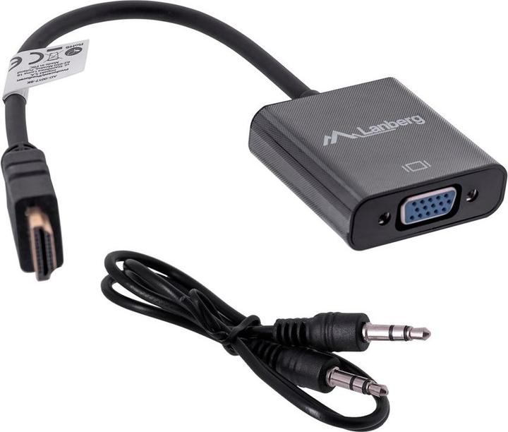 Produktbild Lanberg AD-0017-BK Videokabel-Adapter HDMI-A VGA (HDMI, VGA, 20 cm)