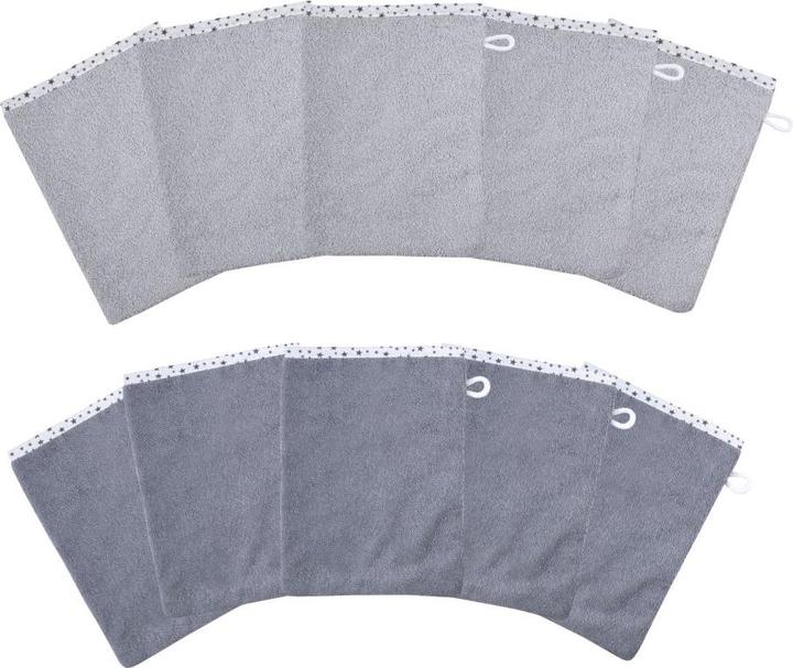 Produktbild Baby-Waschlappen & Waschhandschuhe Waschhandschuh 10er Pack - Sterne - Grau