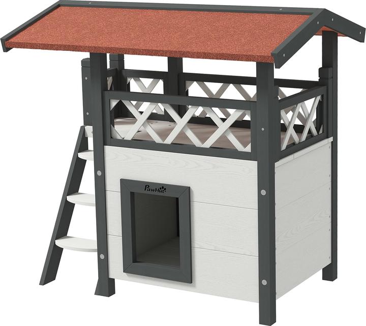 Actual product image PawHut Cat house with stairs and roof (Cat)