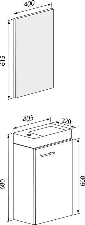 Actual product image VCM 3 pcs guest toilet wash place washbasin Slito mirror