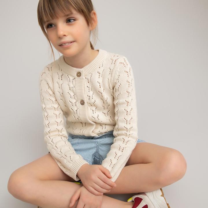 Produktbild La Redoute Collections Strickjacke mit Knopfverschluss und Ajourmuster (128)