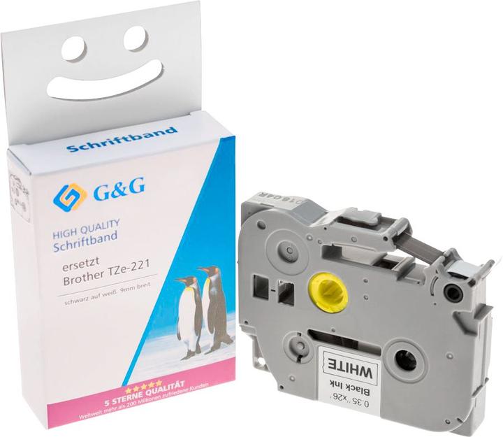 Actual product image Writing Tape 14953 Compatible replaces Brother TZe-221 Tape colour: White Writing (0.90 cm, White)
