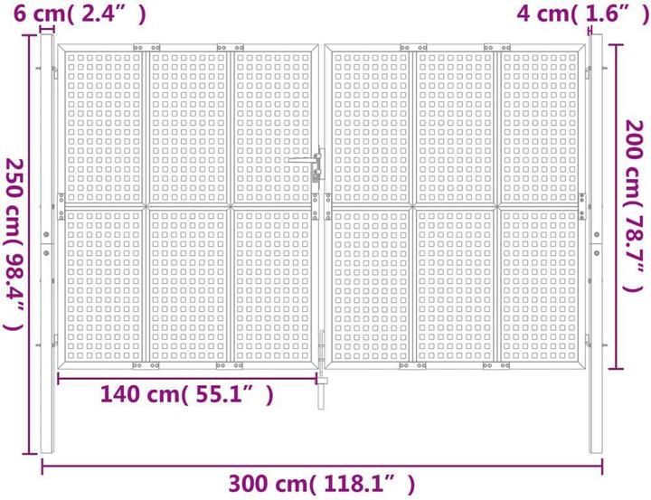 Immagine prodotto VidaXL Gartentor Anthrazit 300x250 cm Stahl, Farbe: Anthrazit