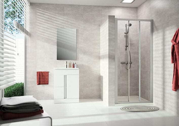 Hüppe Alpha 2 sliding door, 3-part, all segments movable, 1200x1900mm, fully framed (216 cm, 132 cm, 120 cm)