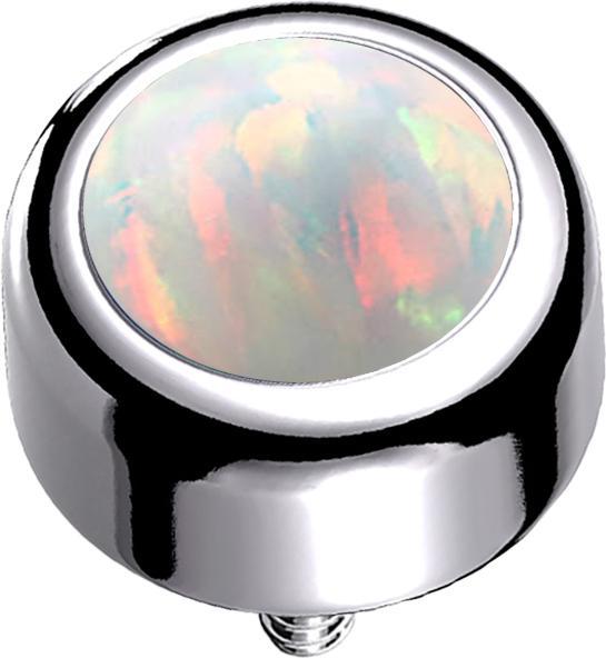 Immagine prodotto Star Piercing Cilindro Dermal Anchor argento con bianco opalino (Titanio G23, senza ottone)