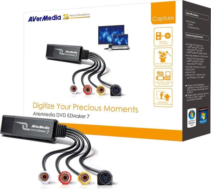 Actual product image AVerMedia DVD EZMaker 7 (USB 2.0, analog TV signal, DVB-T, DVB-T2, DVB-S2, DVB-C, DVB-S)