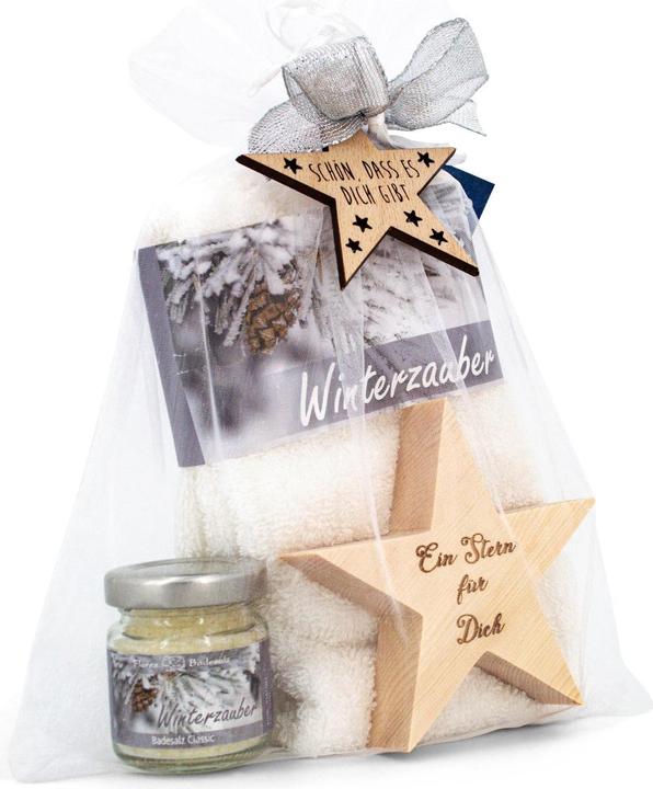 Image du produit ZNatur Cadeau de Noël Zirben bois d'arolle étoile Décoration sels de bain & chiffon No.136 (Set soin du corps)