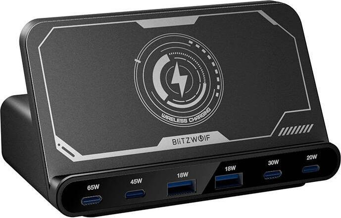 BlitzWolf BW-S27 160W, 2xUSB-A, 4xUSB-C, 15W wireless charger (black) (160 W)