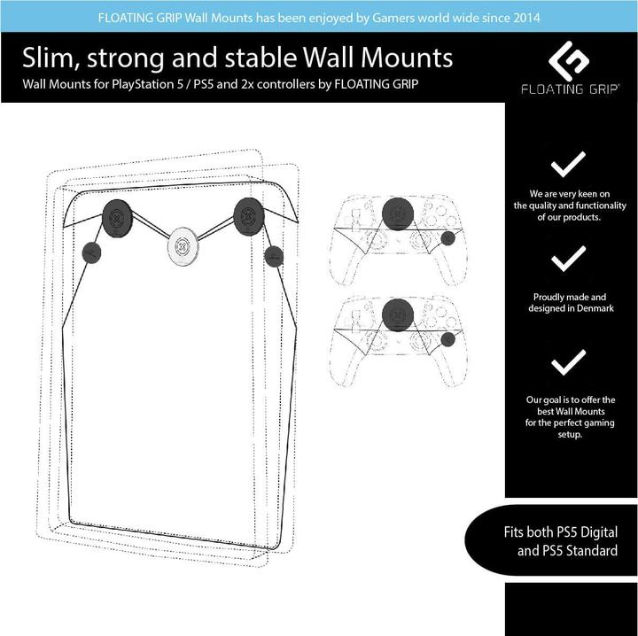 Produktbild Floating Grip Playstation 5 Wall Mounts by (PS5)