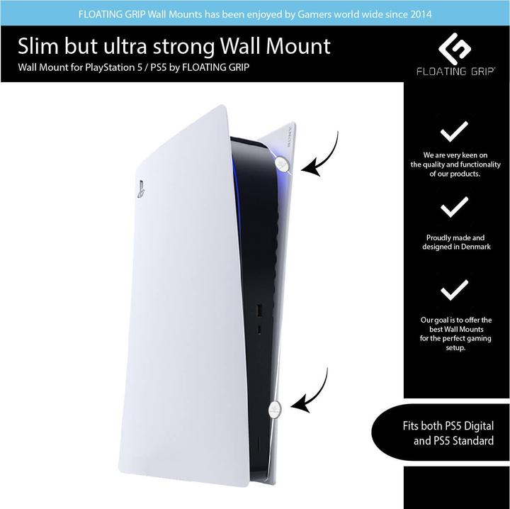 Image du produit Floating Grip Support mural pour Playstation 5 par White (PS5)