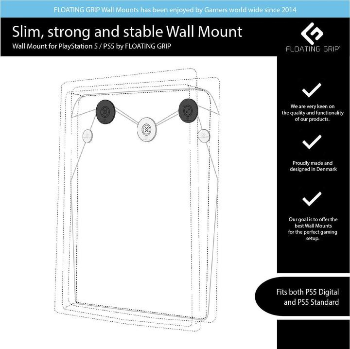 Image du produit Floating Grip Support mural pour Playstation 5 par White (PS5)