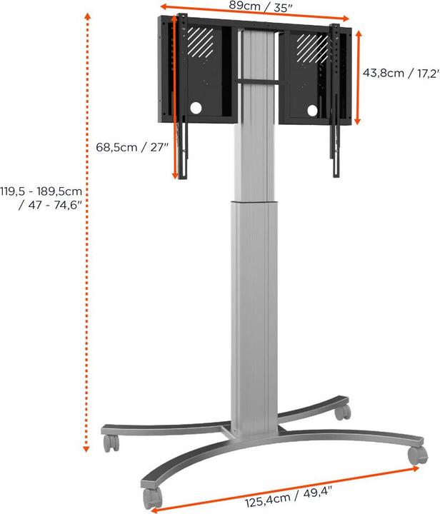 Immagine prodotto Celexon Carrello espositivo elettrico regolabile in altezza Expert Adjust-4286MS - 70 cm (86", 136 kg)