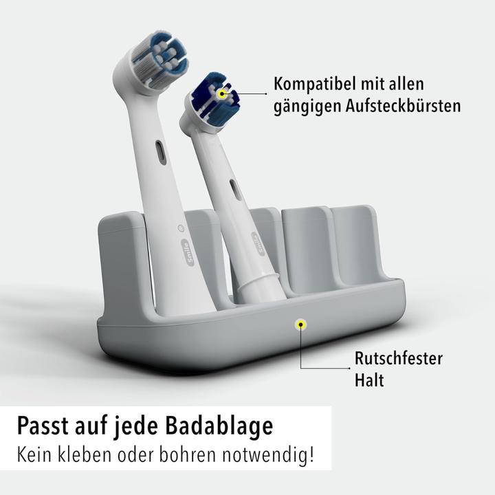 Produktbild Qikfresh Aufsteckbürstenhalter 4er Grau (Zahnbürstenhalter)