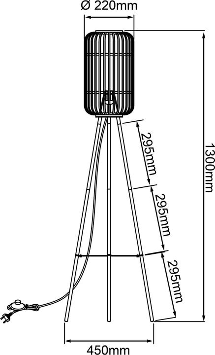 Actual product image Brilliant Woodrow E27 STA1 Standleuchte, dreibeinig (E27)