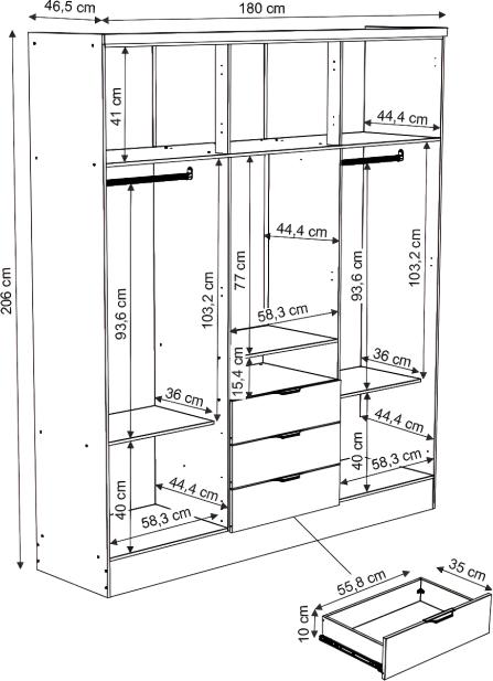 Actual product image Vente-unique Elorio (180 x 46.5 x 206 cm)