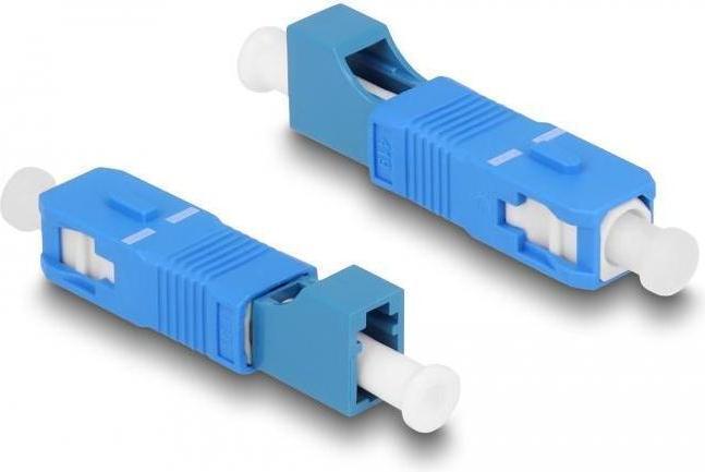 Produktbild Delock LWL Hybrid Kupplung SC Simplex Stecker zu LC Simplex Buchse blau (CAT6, 0.05 m)