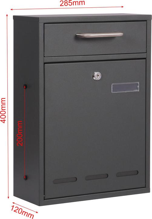Produktbild Wiltec 2x3 Briefkasten V53 Wandbriefkasten anthrazit Postkasten Postbox