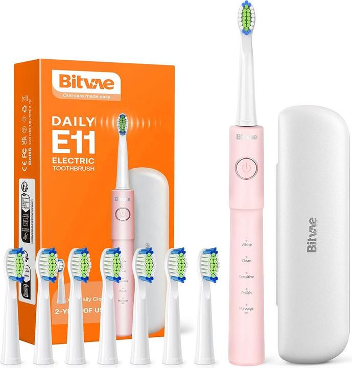 Produktbild Bitvae Sonic toothbrush with tips set and travel case BV E11 (Pink) (Schallzahnbürste)