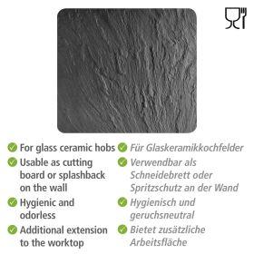 Actual product image Wenko 3 in 1 cooker top, chopping board, worktop, made of glass, slate look