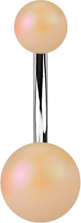 Star Piercing Banane silber mit zwei Kugeln Perglanz matt creme (Acryl, ohne Messing, Chirurgenstahl 316L)