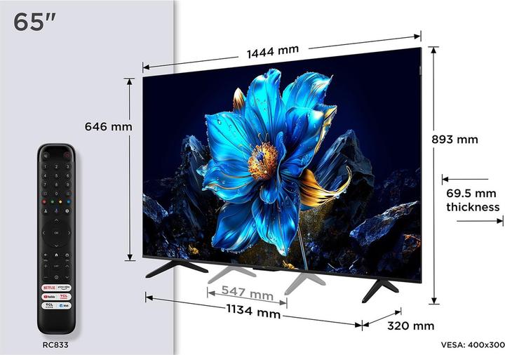 Actual product image TCL P7 65P7K, 165.1 cm (65"), 3840 x 2160 pixels, QLED, Smart TV, Wi-Fi, Metallic (65", QLED, 4K)