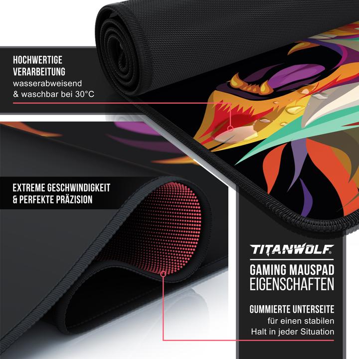 Image du produit Titanwolf Tapis de souris gaming, 900 x 400mm Tapis de souris XXL, améliore la précision et la vitesse (XXL)