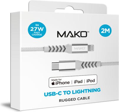 Produktbild Mako USB C zu Lightning Kabel verstärkt (1 m, USB 2.0, 20 W)