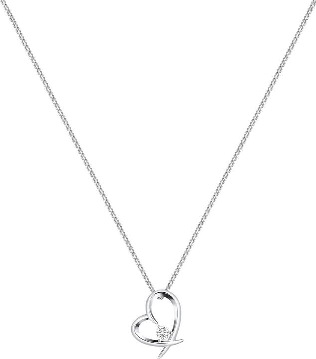 Image du produit Elli Collier Coeur Courbe Zirconia Argent 925 (Argent sterling 925, Zircone, 45 cm)