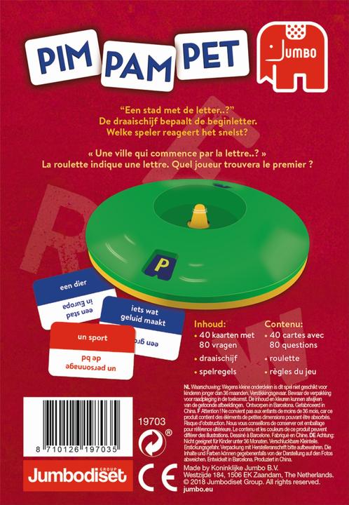 Productafbeelding Jumbo Pim Pam Pet Origineel Quiz Kaartspel (Frans, Nederlands)