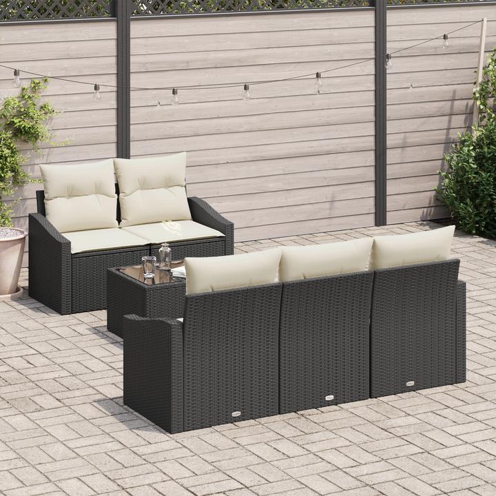 Actual product image VidaXL 6-piece garden sofa set with cushions black poly rattan