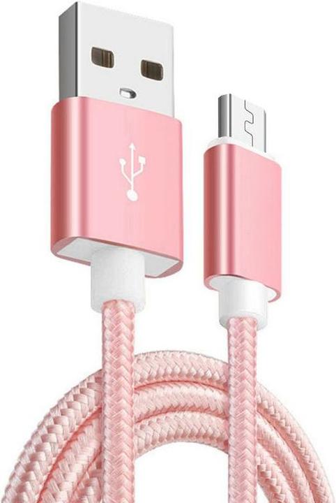 Produktbild Hermex Anki Micro USB Metall Ladekabel Stoff Datenkabel 1m ROSÉGOLD (1 m)
