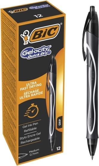 Actual product image Bic Gel pens Gel-ocity Quick Dry 0.7 mm Black, 12 pieces (Black, 12 x)