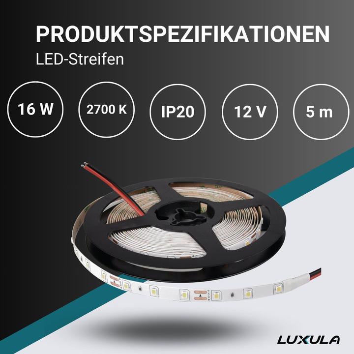 Immagine prodotto Luxula Strisce LED (Bianco caldo, 500 cm, Interno)