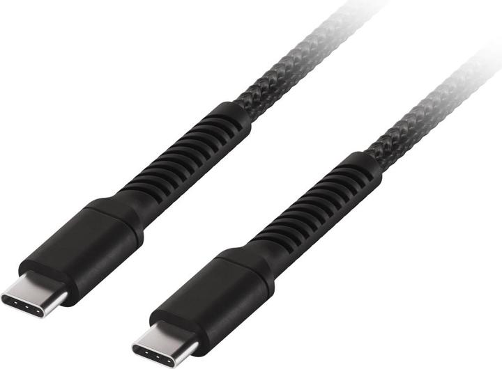 Actual product image Vivanco Longlife USB-C cable, nylon, USB-C plug <> USB-C plug, 60W, black, 2.5m (2.50 m, USB 2.0, 60 W)