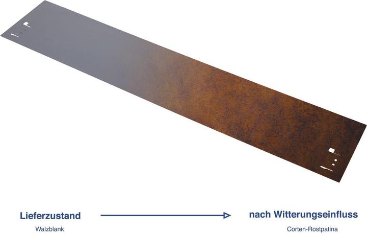 Actual product image Green Split Set of 10 lawn edging corten steel 70 cm long, 13.5 - 18.5 cm high, bed edging, bed edging - Met (70 cm)