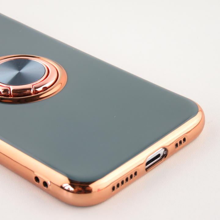 Produktbild PhoneLook Hülle Gummi Bronze mit Ring grau grün (Apple iPhone 13 Pro Max)