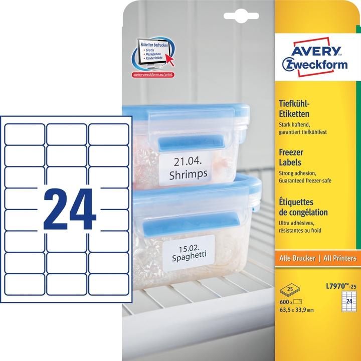 Actual product image Avery Frozen food labels