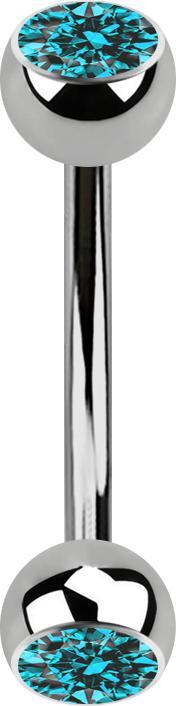 Produktbild Star Piercing Banane silber mit zwei Kugeln Kristall aqua (ohne Messing, Titan G23)