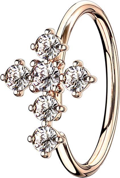 Star Piercing Micro Piercing Ring rosegold Kreuz silber (Messing)