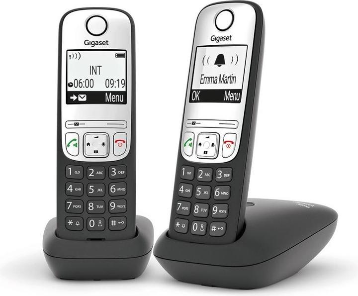 Gigaset Telephone stacjonarny A690 Duo Czarno-srebrny
