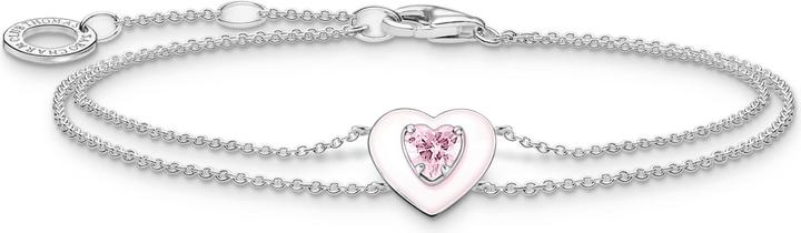 Thomas Sabo Armband Herz mit pinkem Stein silber (19 cm, 925er Silber, Emaille)