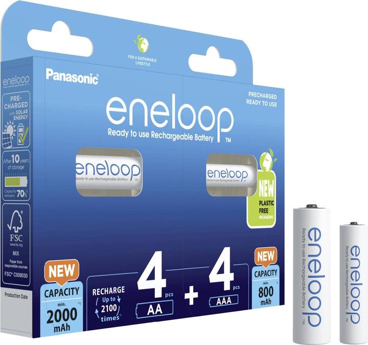Actual product image Panasonic eneloop 4x AA + 4x AAA (8 pcs., AA, AAA, 800.20 mAh)