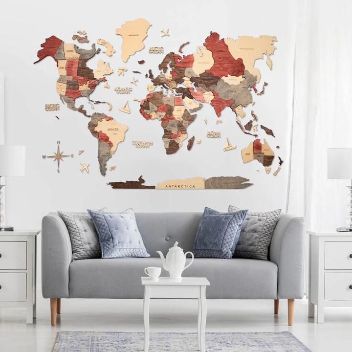 Produktbild Enjoy The Wood 3D Weltkarte aus Holz - Wanddekoration - Fusion / XL (120 x 200 cm) (120 x 200 cm)