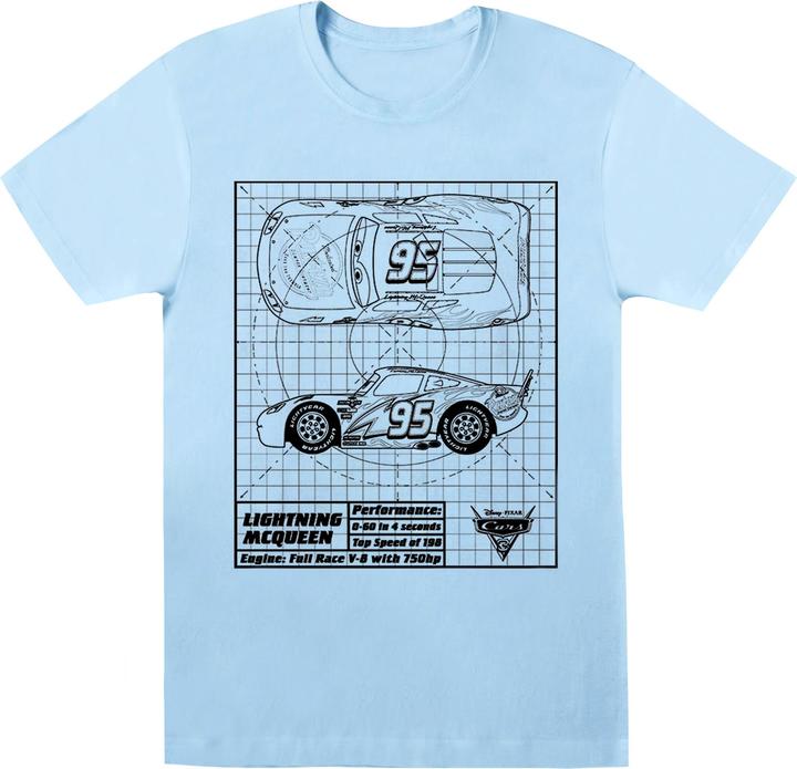 Actual product image Disney Womens/Ladies Cars Lightning McQueen Blueprint Cotton Boyfriend T-Shirt (M)