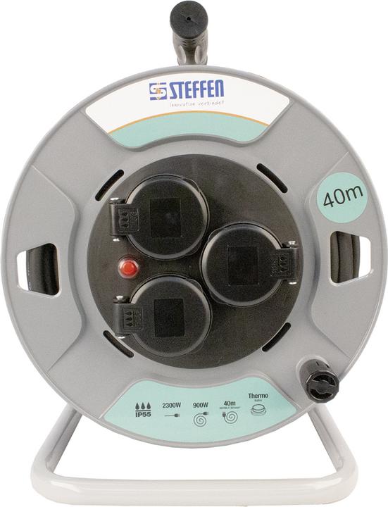 Actual product image Steffen Kunststoff Kabelrolle 3xT13 IP55 Td 3x1mm² 40m grau/schwarz (40 m, 1 mm²)