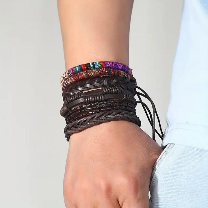 Produktbild Cbx 36 Stück Leder Armbänder Mix Styles Grösse verstellbar, handgemachte Armbänder (Kunstleder, Holz und Baumwolle)